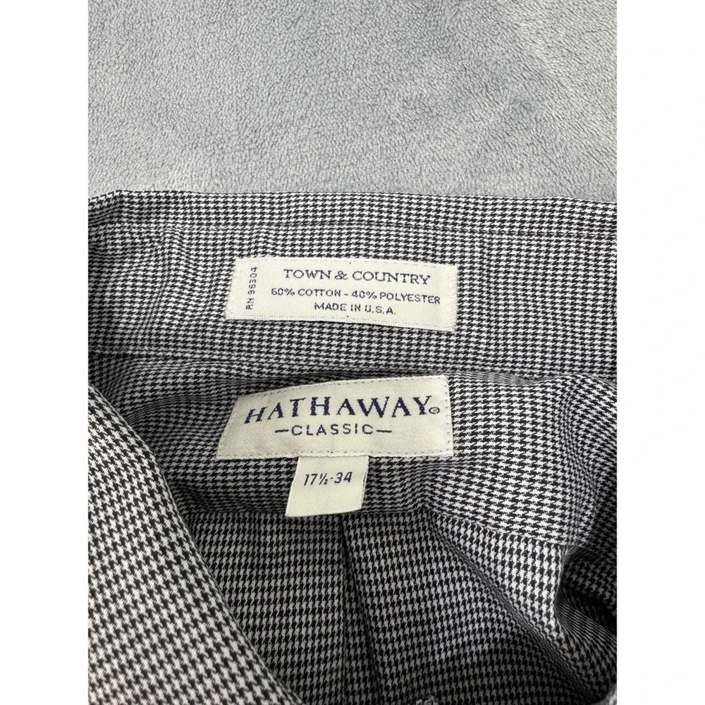 Hathaway Town Country‎ Shirt Mens 17 1/2 34 Grey Long Sleeve Button Up Collared